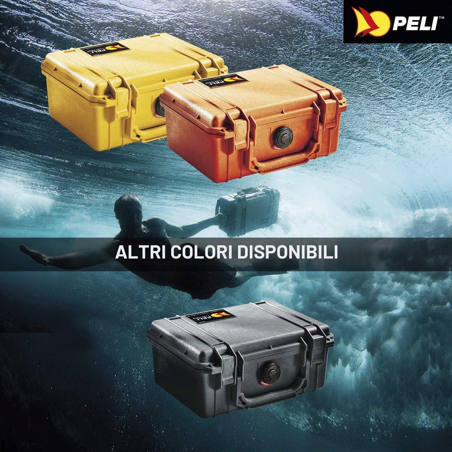 PELI 1120 Valigia protettiva rigida, IP67 Impermeabile e a Prova di Polvere, Capacità di 2L, Prodotto in USA, Con inserto in Schiuma Personalizzabile, Colore Arancione
