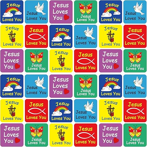 Junkin 480 calcomanías religiosas de Jesús te ama, calcomanías cristianas a granel para adultos, papel autoadhesivo multicolor, mariposa católica,
