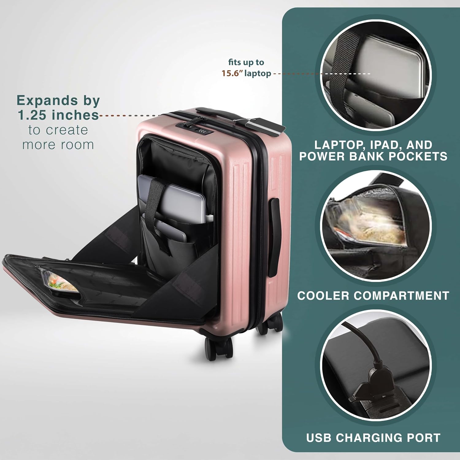 TRAVELARIM 3 Piece Luggage Sets, 20 Inch Carry On Luggage, 24 Inch Suitcase image 4