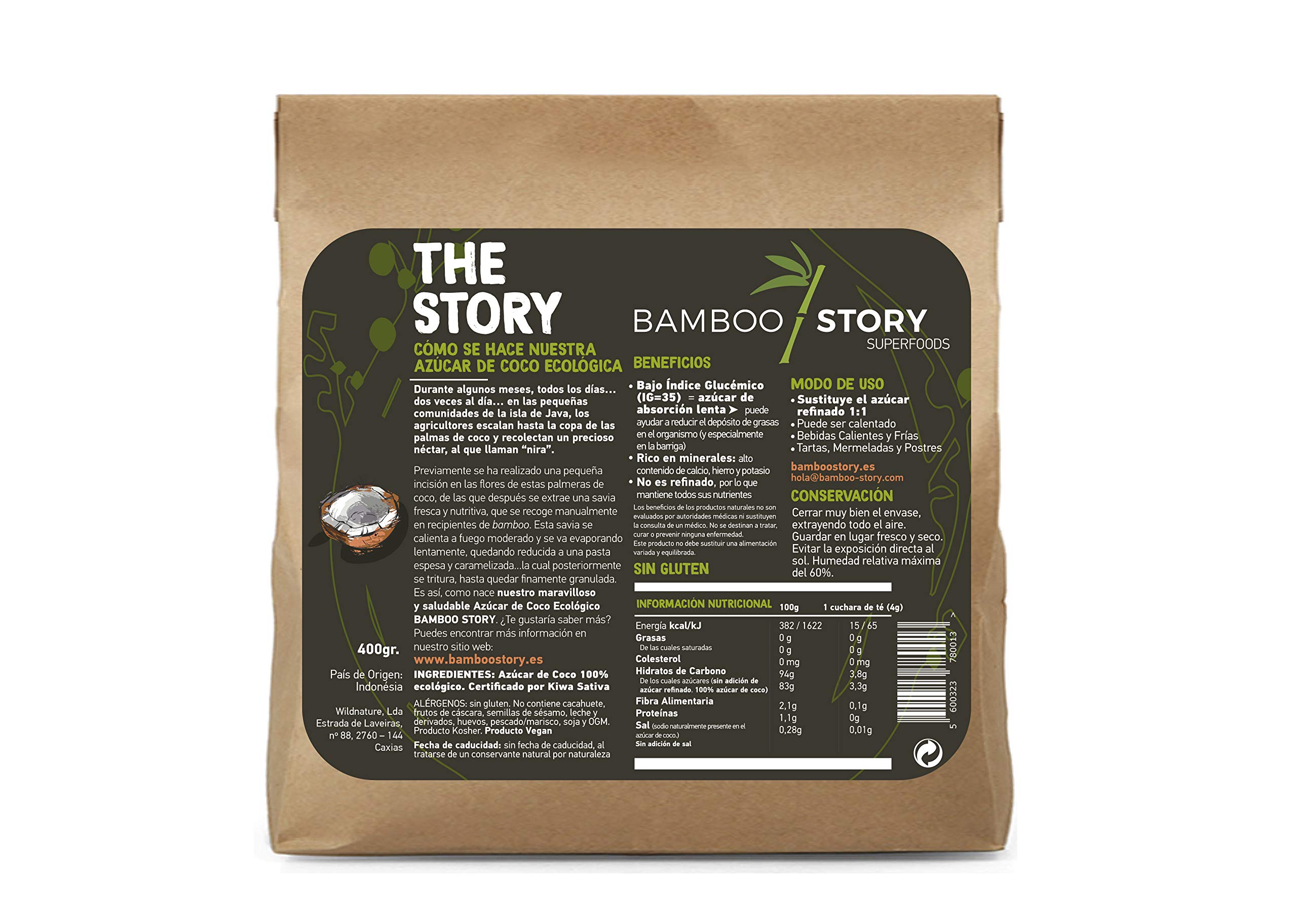 Azúcar de Coco | BAMBOO STORY | Ecológico | Bio | Puro | 400g