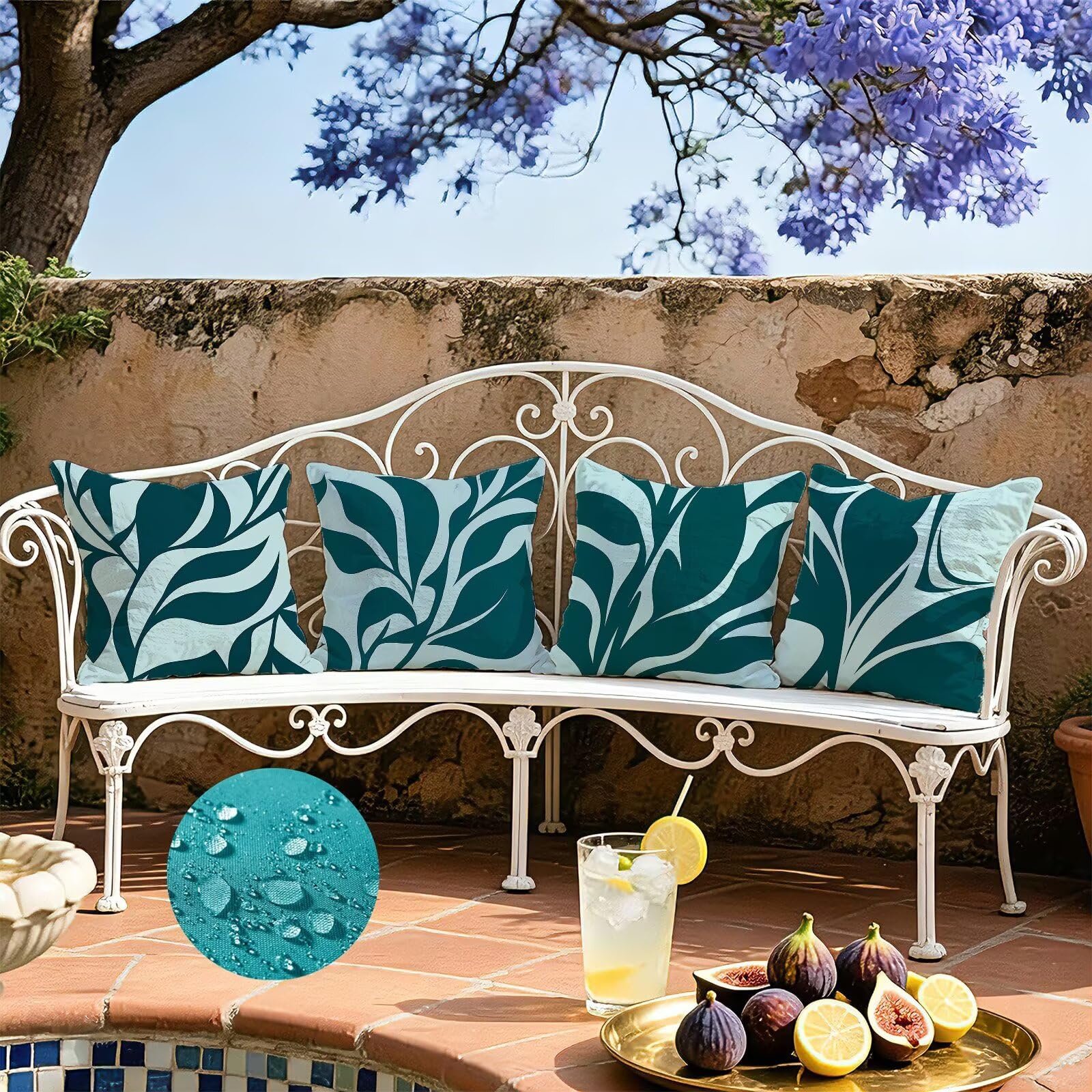 Blu Federe Cuscini Divano 60x60cm, Cuscini da Esterno Set de 4, Cod-79 | Velour Copricuscini Decorativi Letto Arredo, per Letto, Soggiorno, Giardino, Esterno, Casa Decorazione Set di 4 Astratto