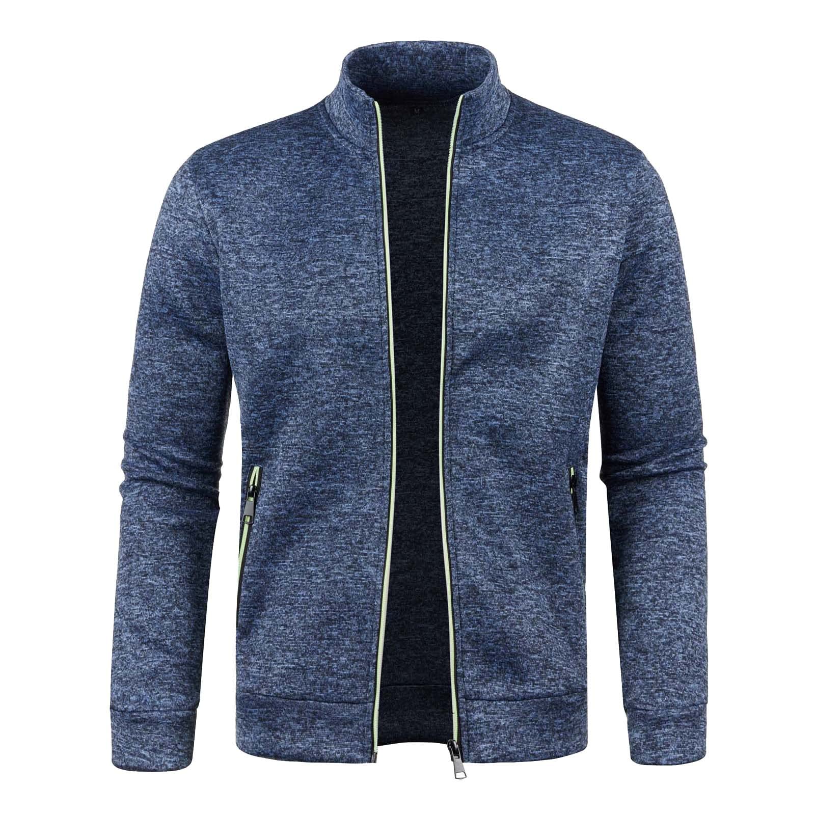 Sudadera para hombre sin capucha con cremallera chaqueta fina ligera deportiva transpirable