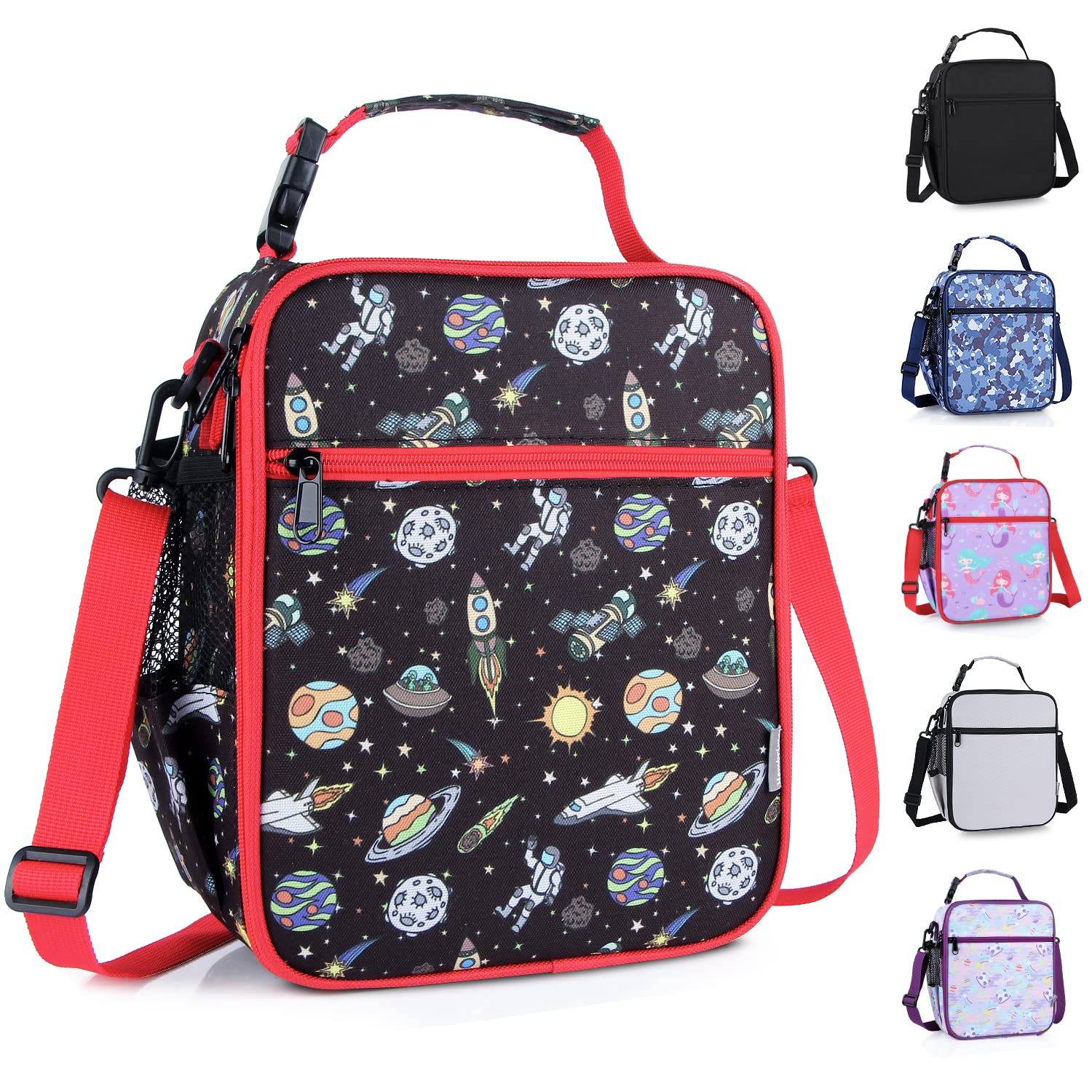 Isolierte Lunchbox-Tasche für Kinder, Thermo-Picknick-Kühltasche mit verstellbarem Riemen, für Erwachsene, Kinder, Damen, Herren, Jungen, Mädchen, Schule, Arbeit (Planet)