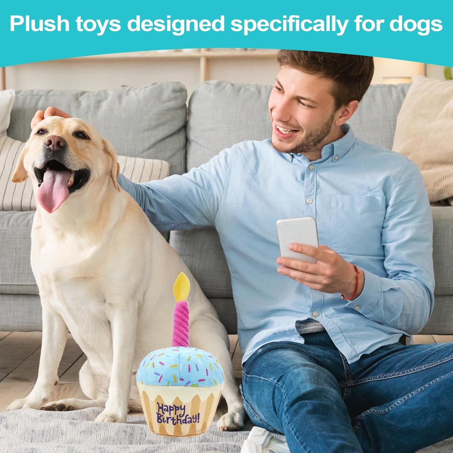 Dog Birthday Cake - Dog Birthday Decorations - Soft, Chew Resistant, Pet Photo Props for Large Medium Breed Celebrations 3