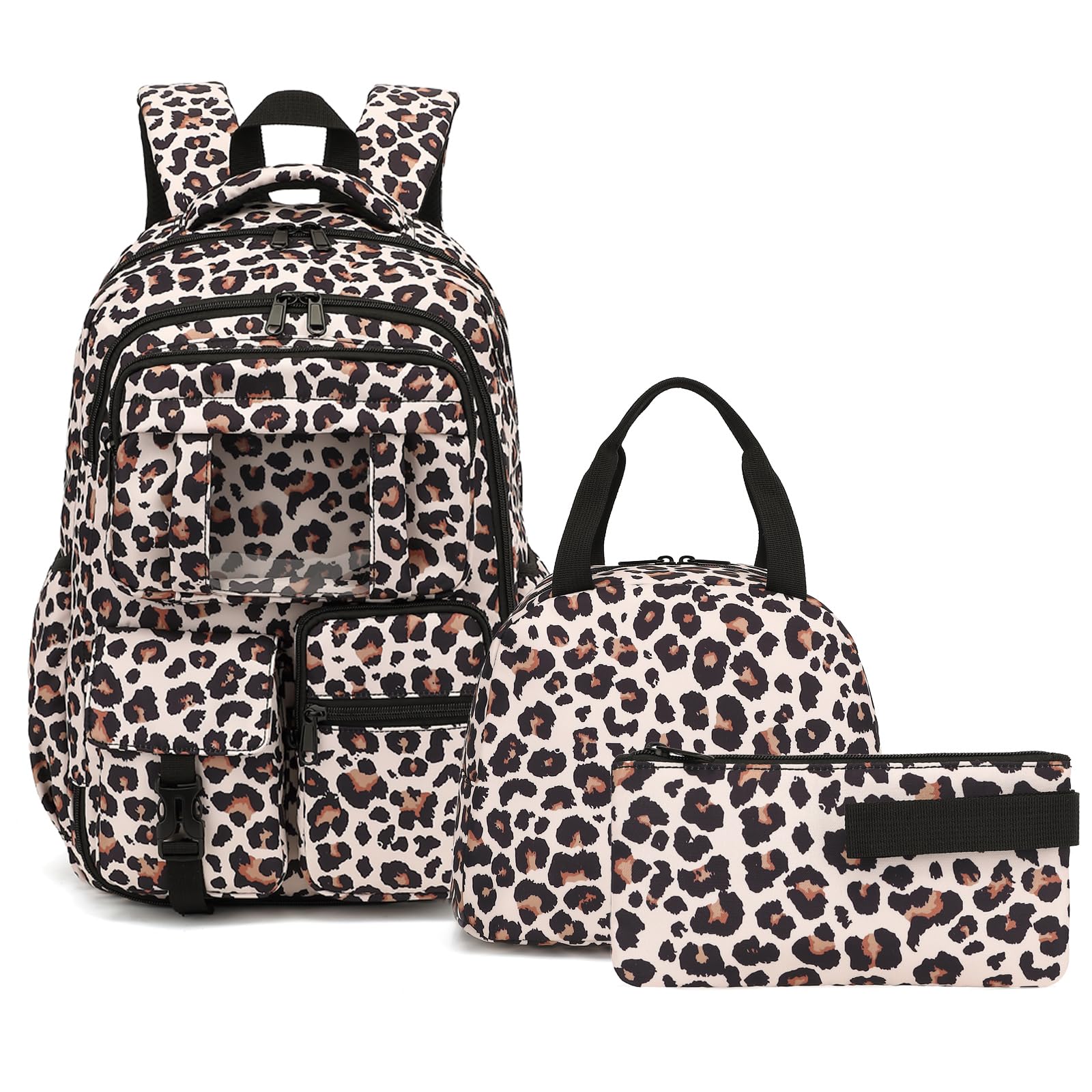 Xunteny School Backpack for Girls 3Pcs Set Elementary Middle School Book Bags with Lunch Box Pencil Case