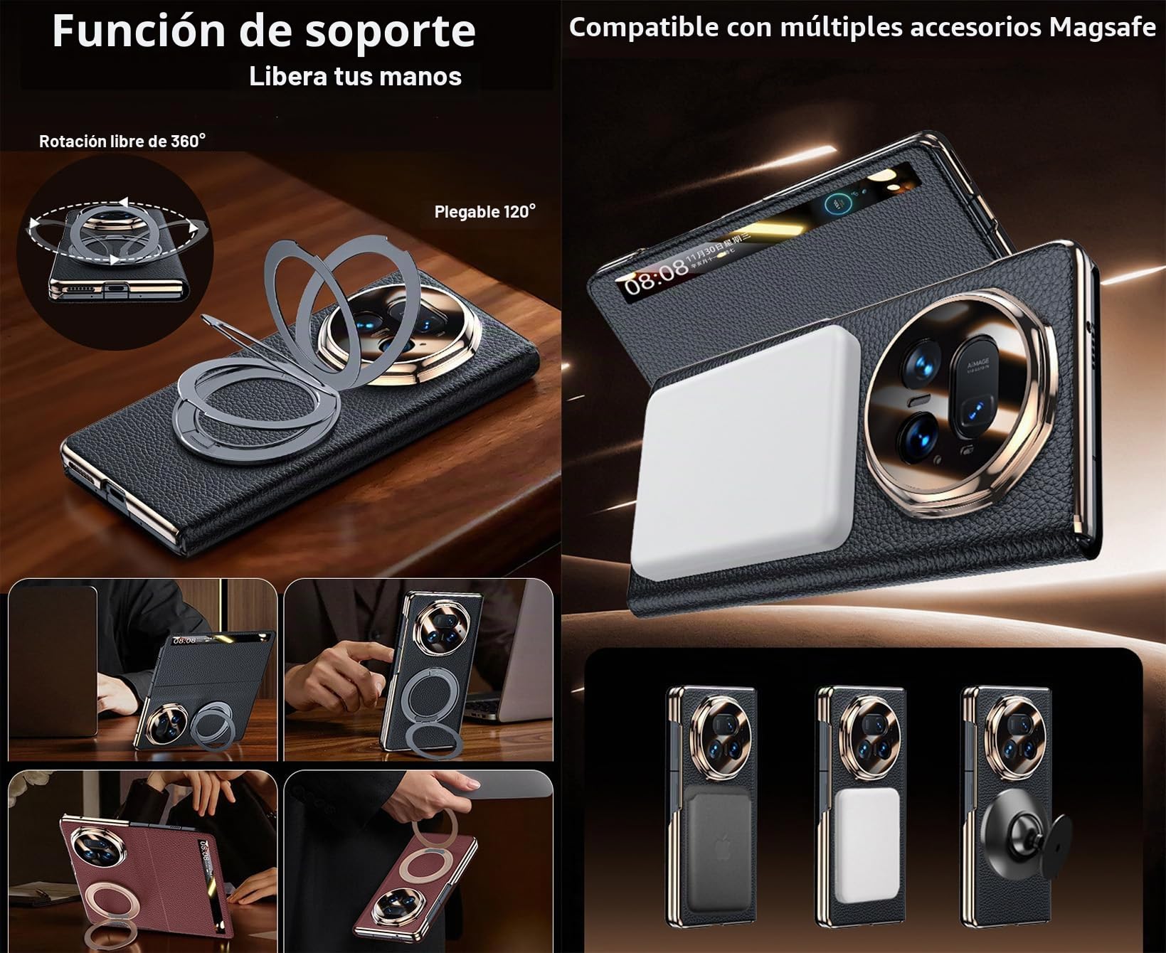Funda de Piel para Honor Magic V5. Cierre Magnético. Carcasa/Caja del Teléfono Magic V 5. Estuche para Teléfono Móvil