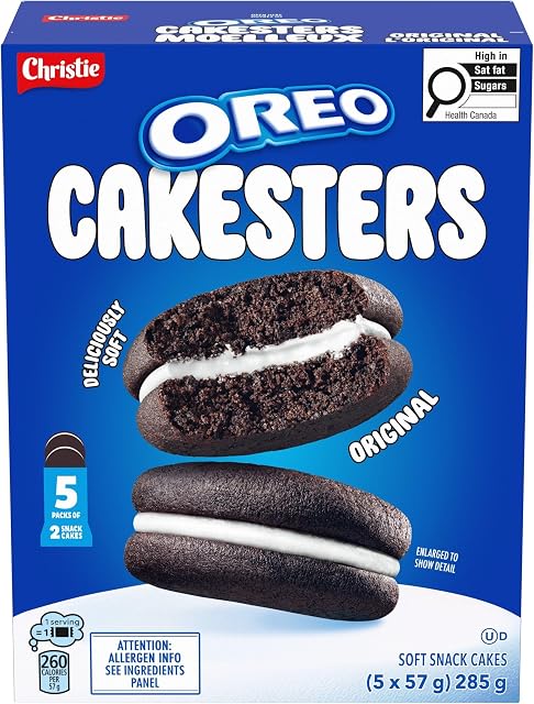 OREO Cakesters Gâteaux de Collation Moelleux, 285 g (Paquet de 5, 57 g chacun) Paquets de Collation, Original