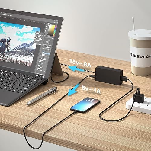 Miniatura 5 de 65W Surface Pro Charger for Microsoft Surface Pro 10,9,8,7+,7,6,5,4,3 X,Windows Surface Laptop 1,2,3,4,5,6,Studio Surface Go 1,2,3 Surface Book