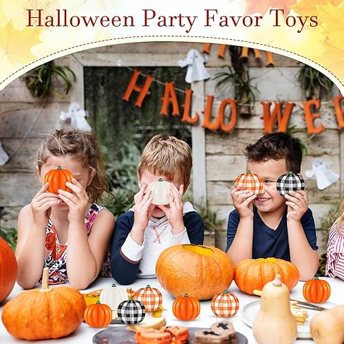 Miniatura 5 de Leyndo 48 bolas de calabaza de Acción de Gracias para aliviar el estrés, mini bolas de espuma para apretar, juguetes de fiesta de Halloween, con