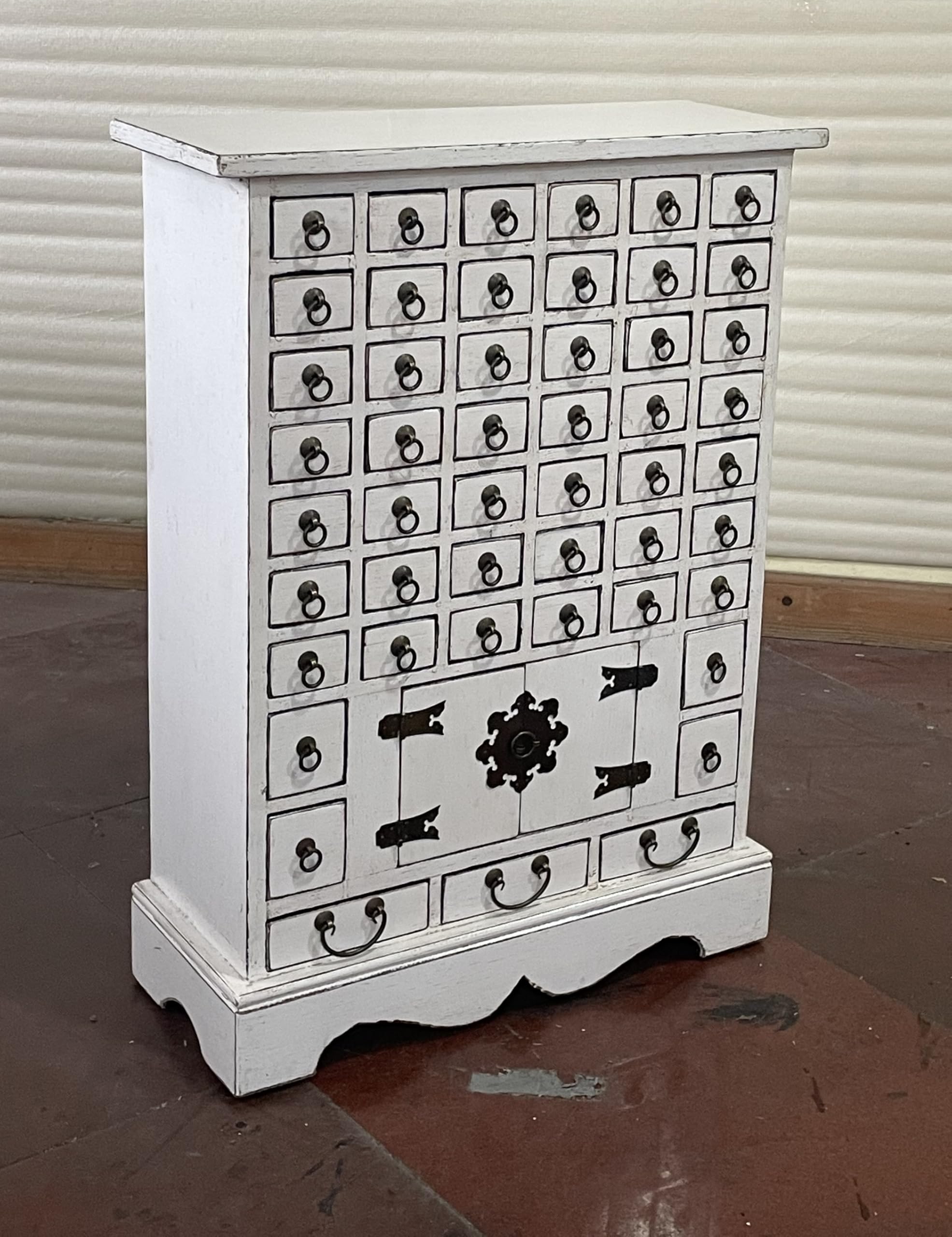 Kunibert Armoire à pharmacie antique - Buffet - Commode - Largeur : 68 x hauteur : 91 cm - Bois massif - Blanc