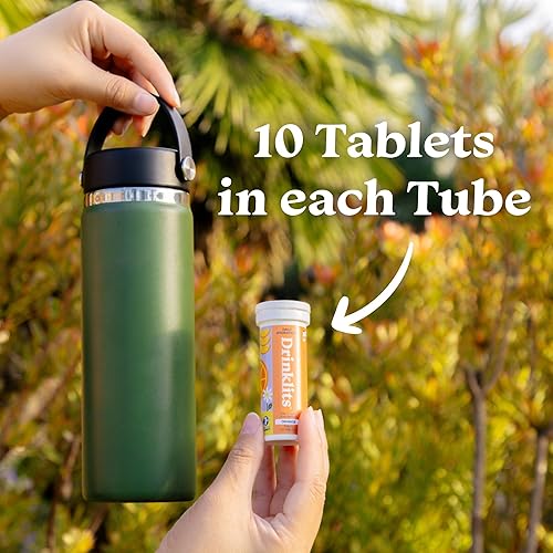 Miniatura 5 de Drinklits Orange Daily Hydration Tablets (4) Paquete de tubos  Sabor natural  0.00 oz de azúcar  Esencial de viaje  Paquete de 4 (40 porciones)