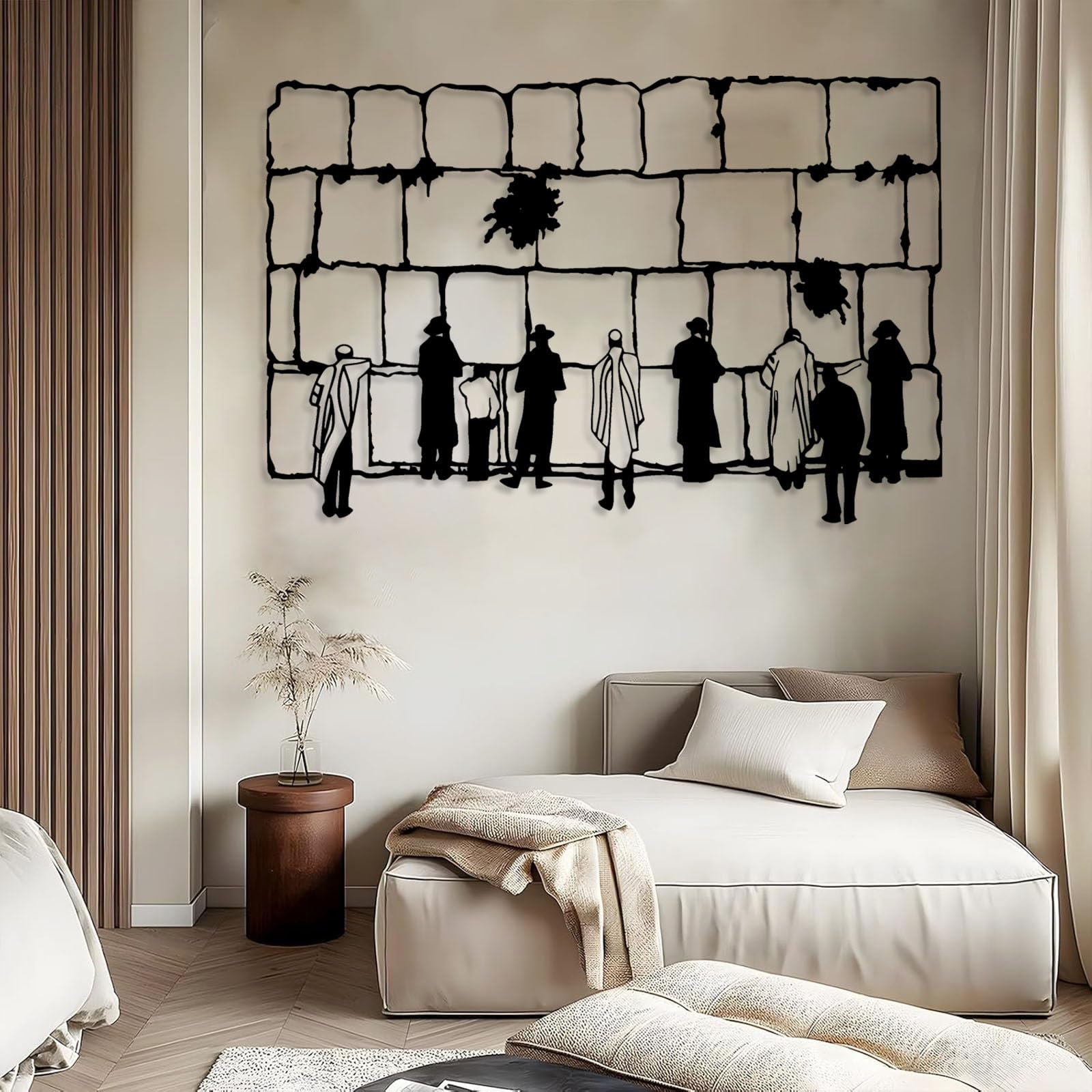 Nowoczesna minimalistyczna metalowa dekoracja ścienna, Kotel zachodni żydowski żydowski wisiorek do domu (czarny 24 "x35" | 60x90 cm)