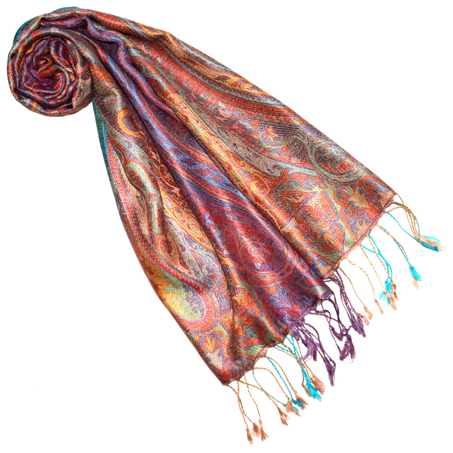 Lorenzo Cana - Sciarpa da donna in seta al 100%, con elegante motivo cachemire multicolore