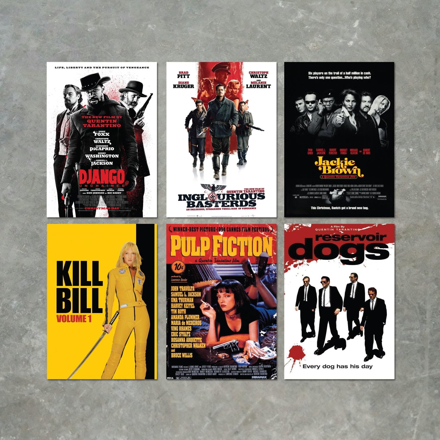 Quentin Tarentino Movies and Film Poster Print Packs - 6 POSTERS, Size A3