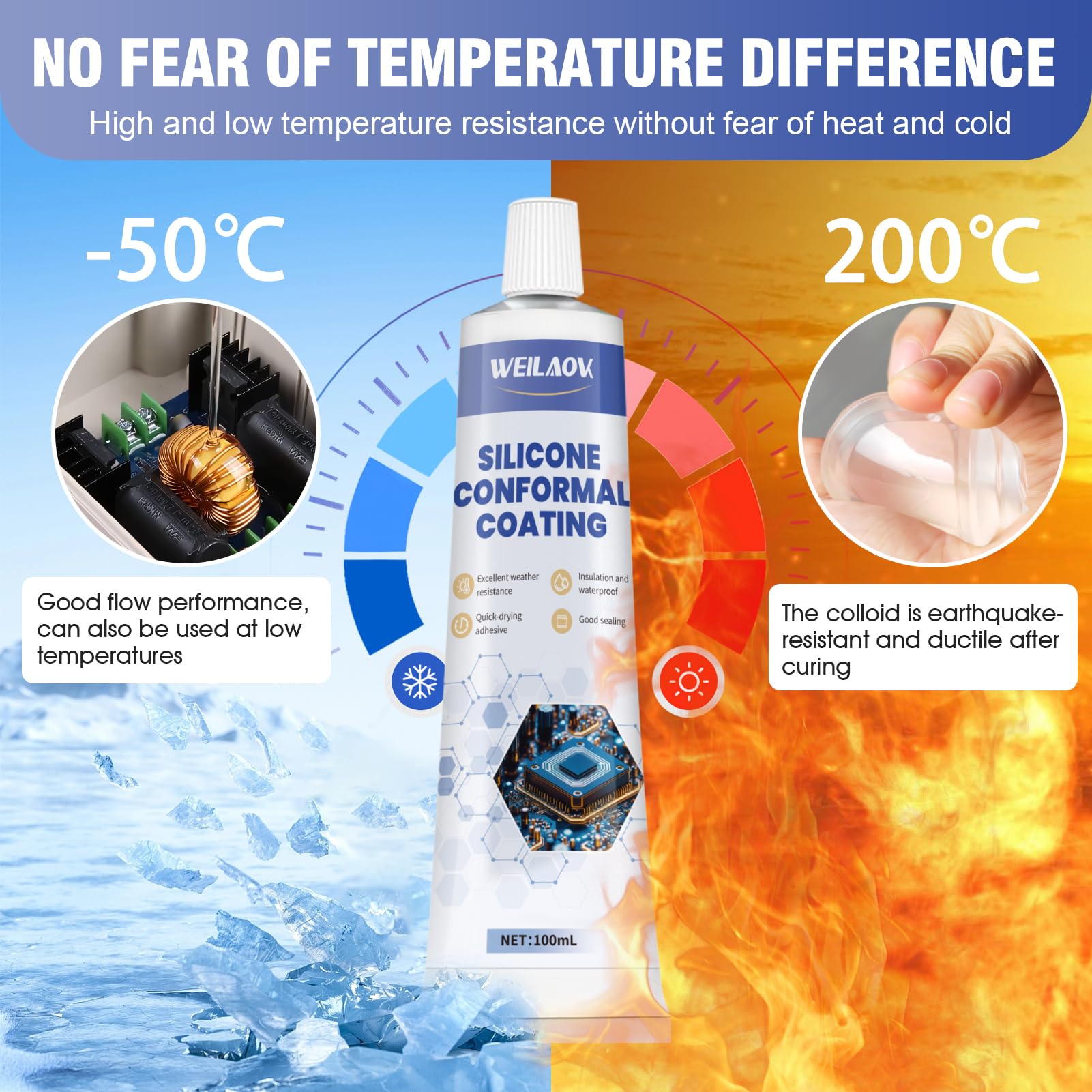 Protective and Insulating Varnish, Vernice Isolante, Gomma Liquida, Gel Isolante Elettrico per Circuiti Stampati di Apparecchiature Elettroniche, Schede di Controllo, ecc, 100 ml