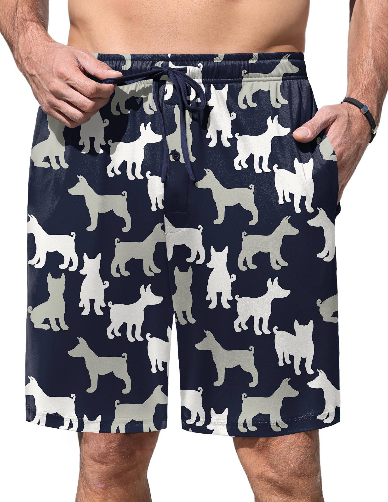 ekouaer Men's Pajama Shorts Soft Sleepwear Bottoms Elastic Waistband Loungewear Breathable Men Shorts with Pockets-picture-54