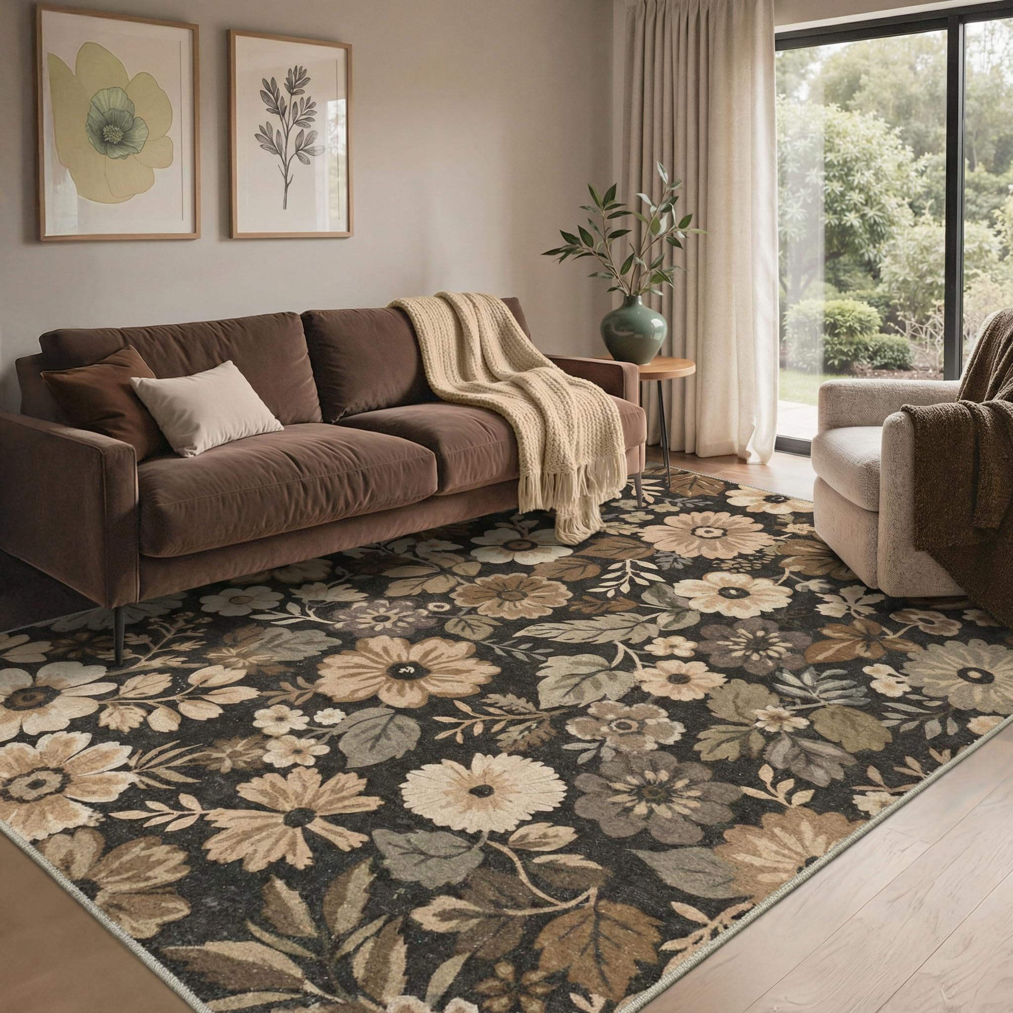 BEIMO Large Washable Rug 200x290cm Floral Carpet Area Rug for Living Room — image 1