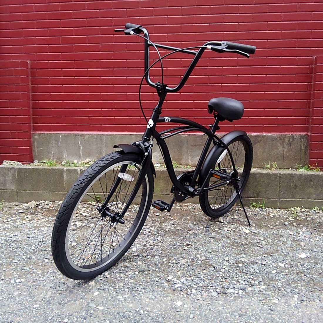自転車（ビーチクルーザーKBシリーズ マットブラック）サーフボード 