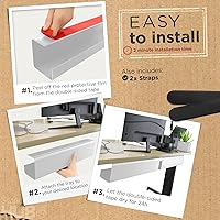 Vista 3 de Bandeja de gestión de cables debajo del escritorio sin tornillos - Instalación autoadhesiva, gestión de cables, bandeja de cables, organizador