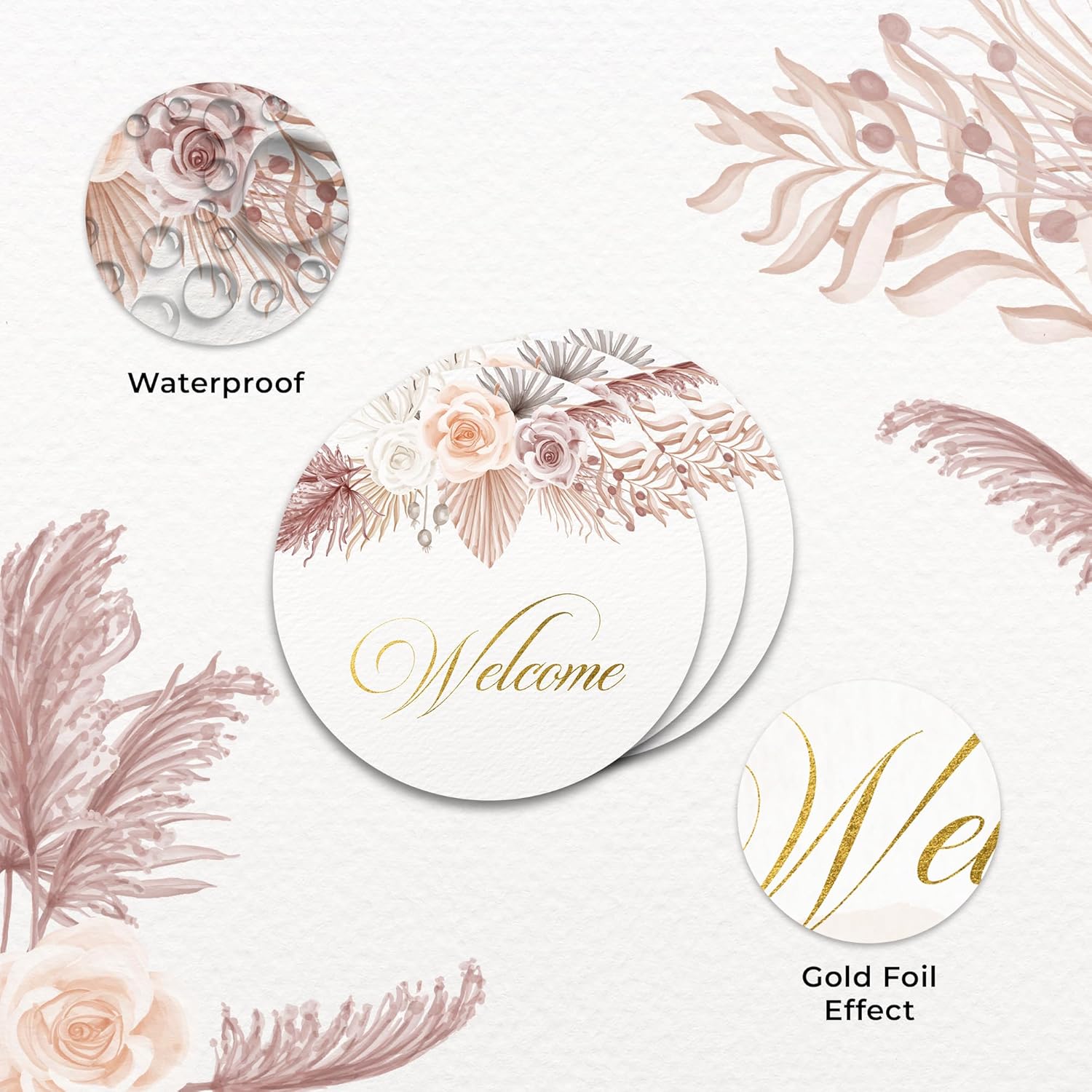 Mobiusea Creation Boho Welcome Stickers | 2 inch | Gold Foil | 60pcs Waterproof Welcome Bag Stickers for Wedding, Bridal Shower, Birthday, Baby Shower, Party Gift Bags - Image 4