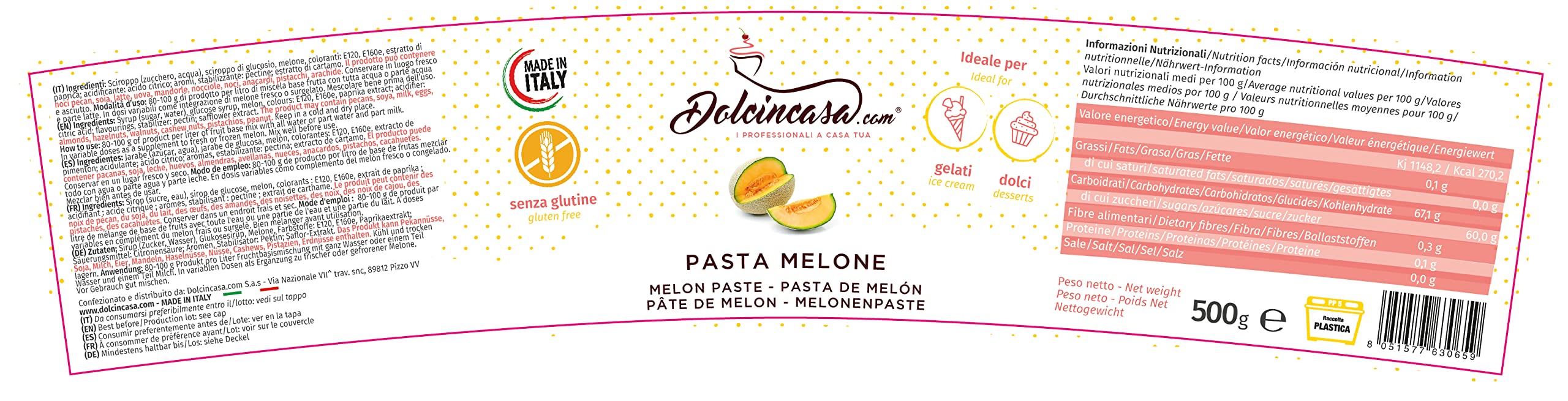 Eispaste aus Melone Produkt für Eiscreme ohne Gluten, 500 g