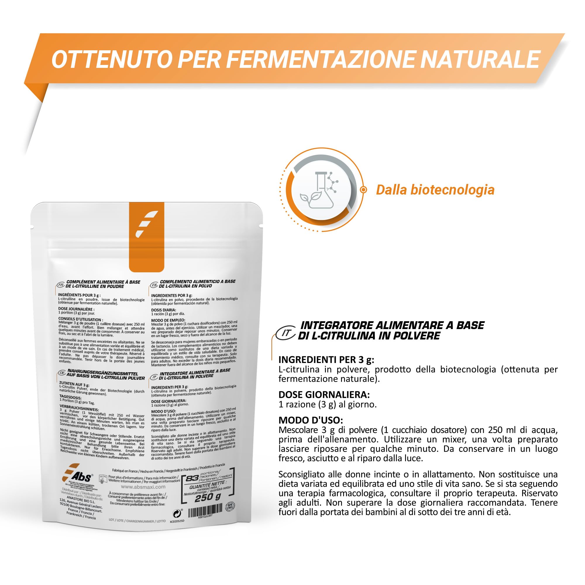 Abs L-Citrullina In Polvere - 0.26 Kg