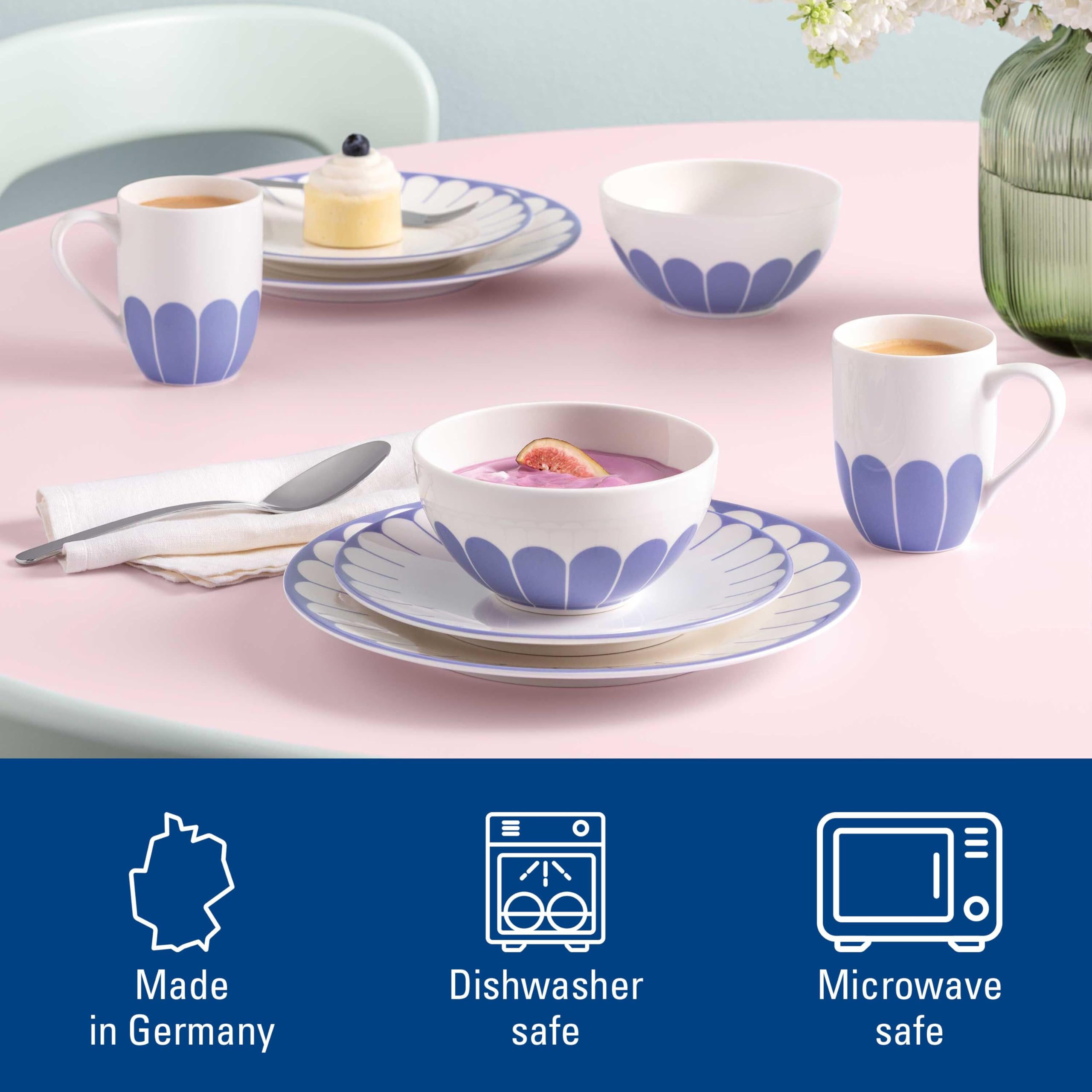 Villeroy & Boch - Fleur bleu miseczka do musli niebieska, można myć w zmywarce i używać w mikrofalówce, miseczka na jogurt i przekąski, miska, mała miska do ramenu, kwiatowy wzór, porcelana Premium