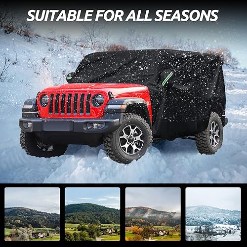 Miniatura 7 de Cubierta de cabina para Jeep Wrangler JK JL de 4 puertas 2007-2023 y superior, fundas para Jeep Wrangler de 4 puertas, impermeables, con cremallera