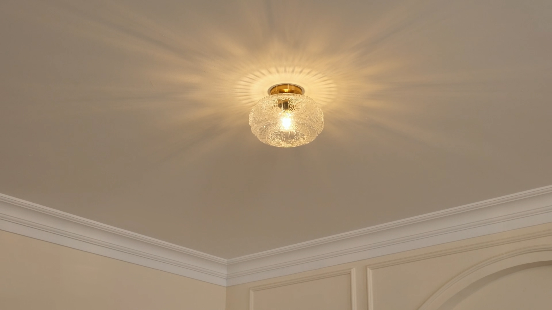 Image of 12 inch Milk Glass Semi Flush Mount Ceiling Light Fixture, Black Base