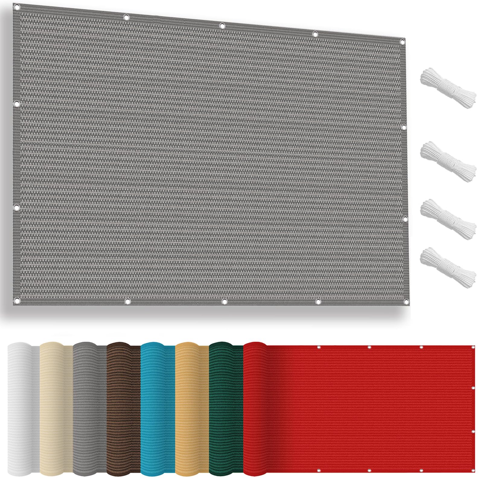 Toile d'ombrage anti-UV 98% respirante et résistante en HDPE gris