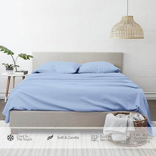 Miniatura 4 de Olympic - Juego de sábanas tamaño Queen de 400 hilos, 100% algodón egipcio, sábanas olímpicas de tejido satinado, tamaño súper Queen (4 piezas) para