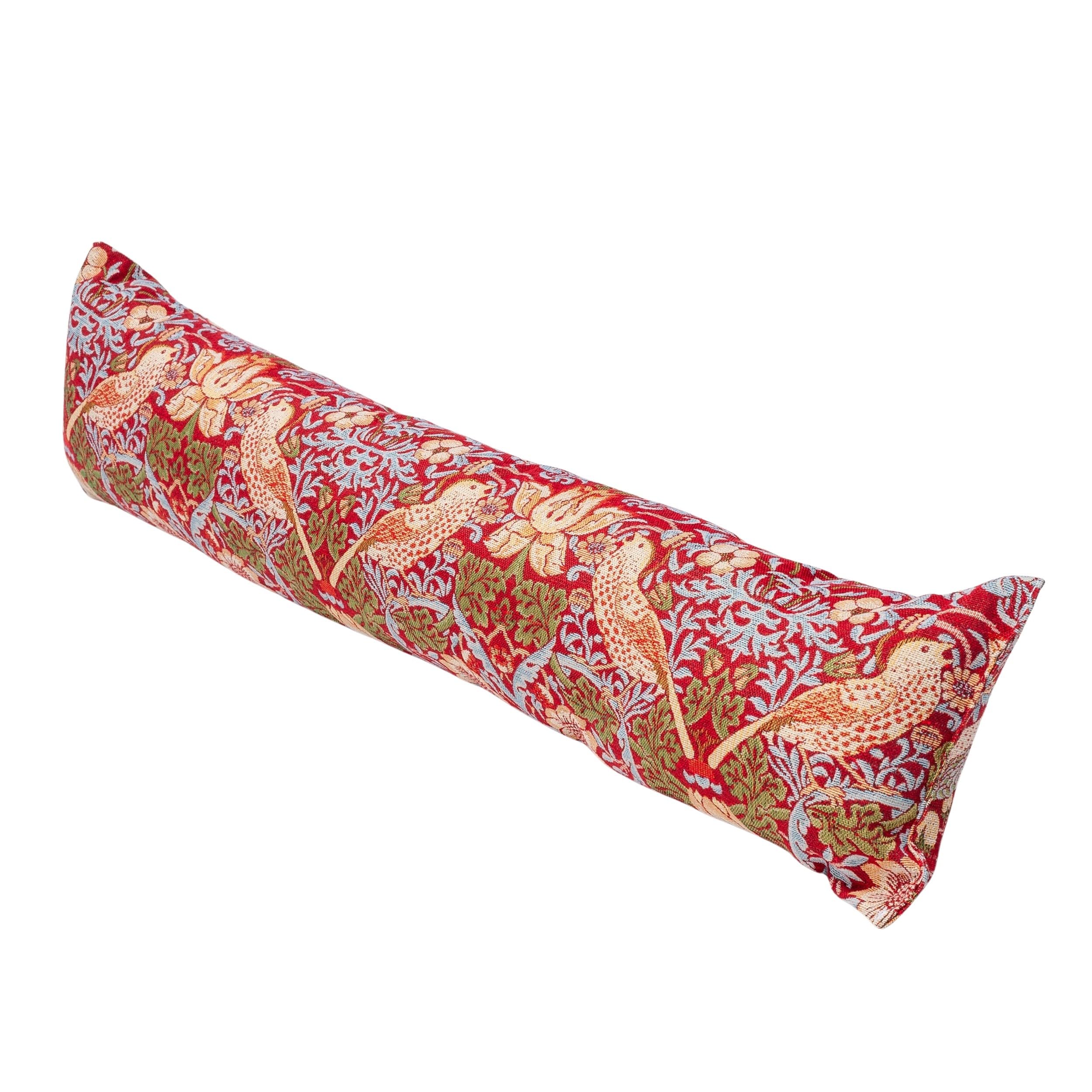 Linen Loft Red William Morris Strawberry Thief Tapestry Draught Excluder In Classic Traditional Botanical And Animal Design. Energy Saving Home Accessory. 90X20cm