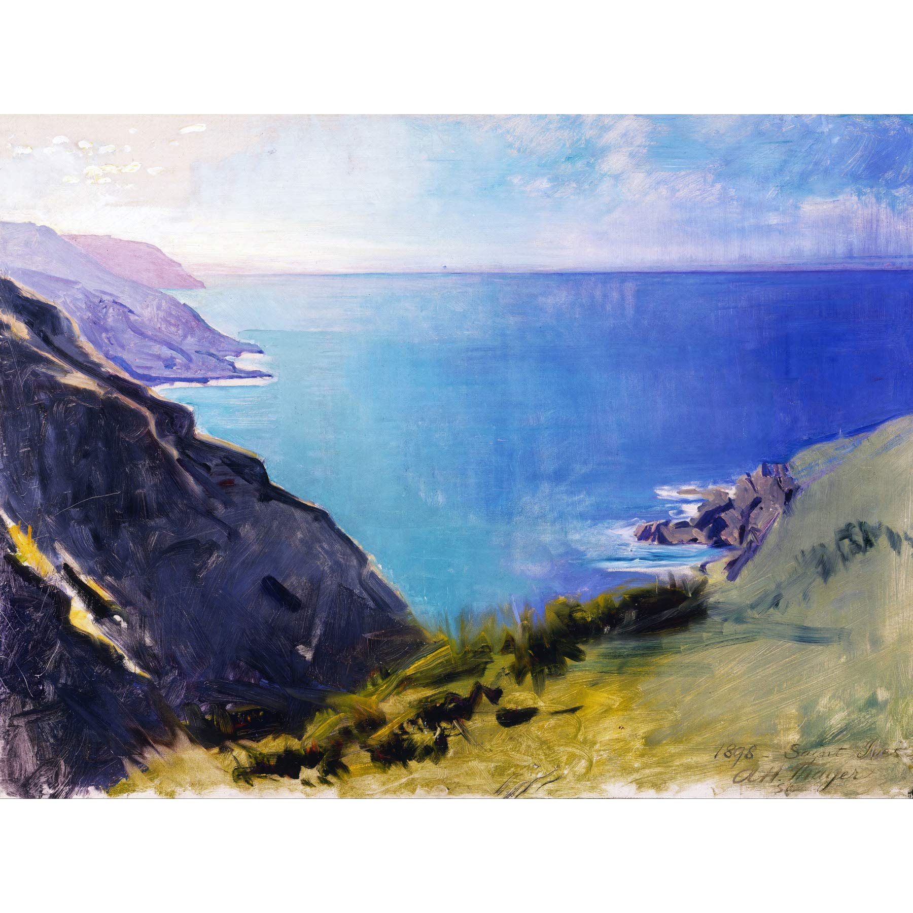Fine Art Prints Thayer Cornish Headlands Ocean Landscape Painting Large Wall Art Print Canvas Premium Mural,18 x 24 inches