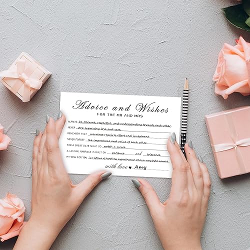 Miniatura 7 de Tarjetas de consejos y deseos para las nuevas parejas, señor y señora, novia y novio, recién casados, 50 tarjetas perfectas de consejos de boda para