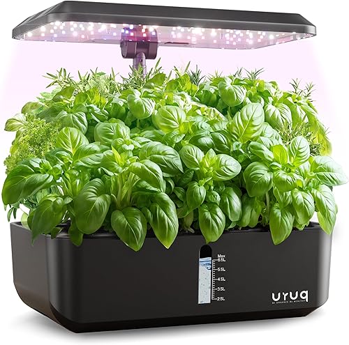Sistema de cultivo hidropónico Jardín interior URUQ 12 cápsulas Sistema de jardinería interior con luz LED de cultivo de altura ajustable, kit de