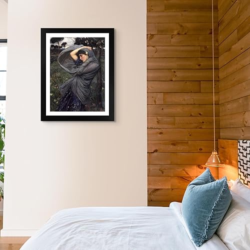 Miniatura 4 de Boreas de cabaña perdida por John William Waterhouse | Impresión enmarañada en marco plano negro | Reproducción de pinturas de obras de arte finas |