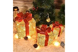 Illuminated Christmas Gift Boxes Trio for Porch Decor