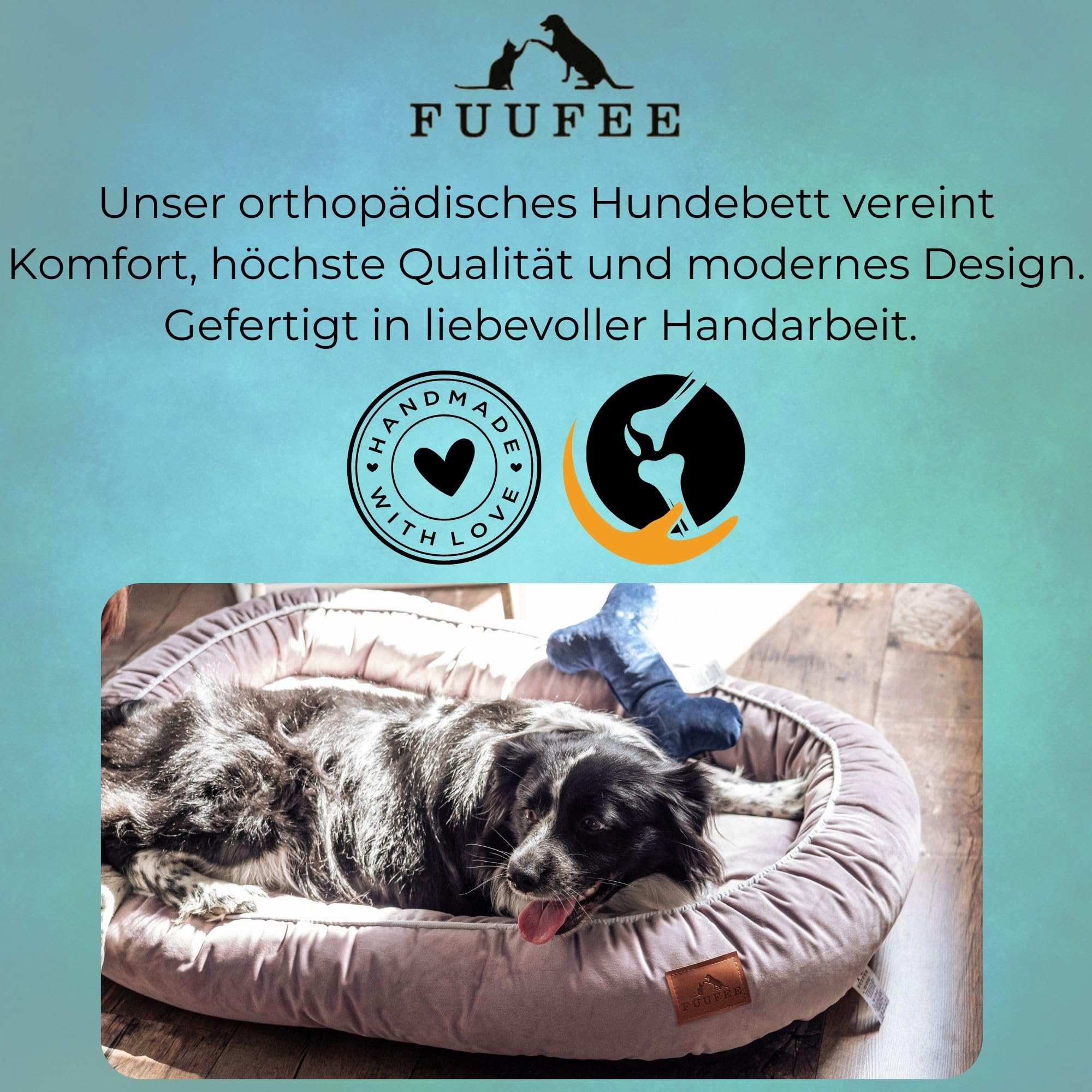 Hundebett, Hundekorb, Hundesofa, Hundeliege, Hundebett mittelgroße Hunde, Hundezubehör, hundebett orthopädisch, Hundebetten 95 x 65 cm