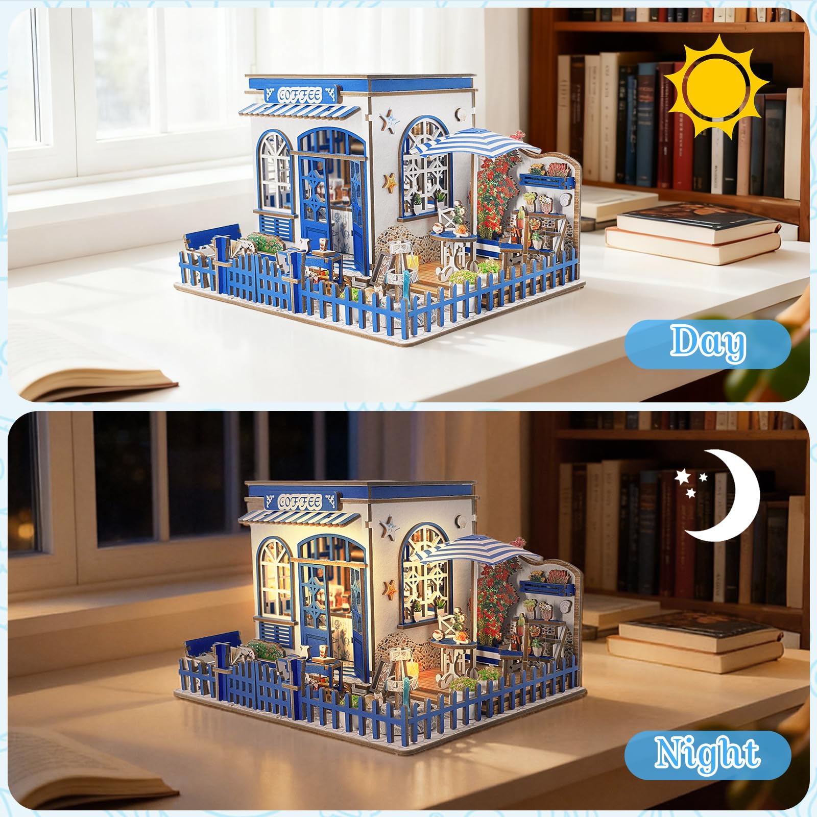 Kit di inserti per scaffali per angoli di libri in legno fai-da-te Fermalibri cinesi Street View Kit di costruzione in miniatura Scaffale Case delle bambole Regali per gli amici – acquista a