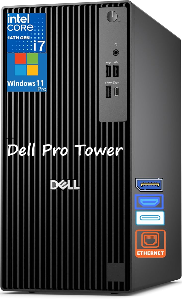 Pro Tower Desktop Computers, Intel 20-Core i7-14700, 16GB RAM, 1TB SSD | up to 5.4GHz, HDMI, DP, USB-C, Windows 11 Pro, Carbon Black, 2026 Next Gen OptiPlex for Business & Professionals