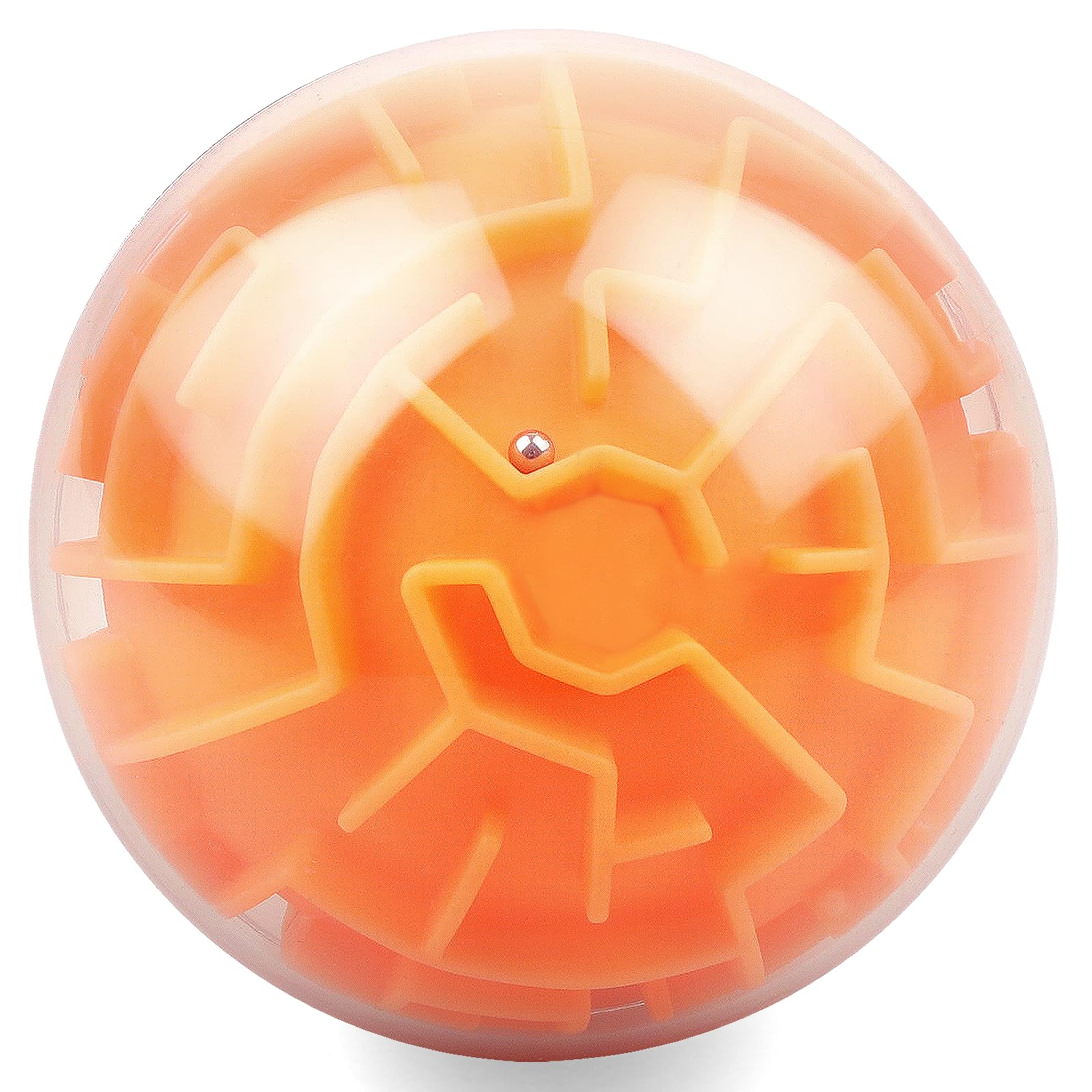 3D Puzzle Maze Ball  Brain Teaser Toy for Kids & Adults, Memory Logic Game Ball for Boys Girls, Hand-Eye Coordination & Reaction Speed Challenge (Orange)