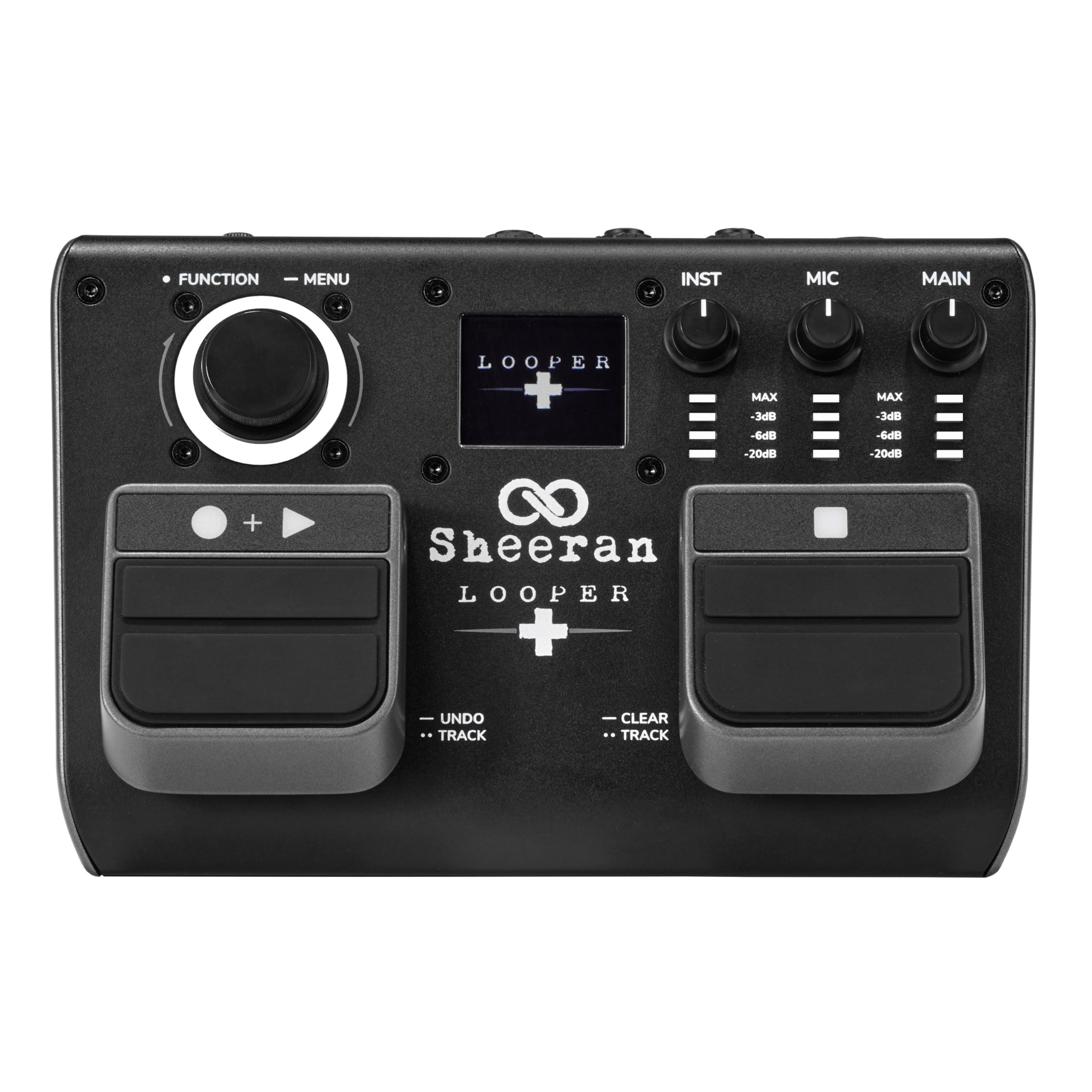 SHEERAN LOOPER + Pedale Due Tracce per Chitarra, Basso, Tastiere, Voce, ecc. 128 Memorie Loop, 4 Modalità di Looping, Schermo LCD e Interfaccia Audio