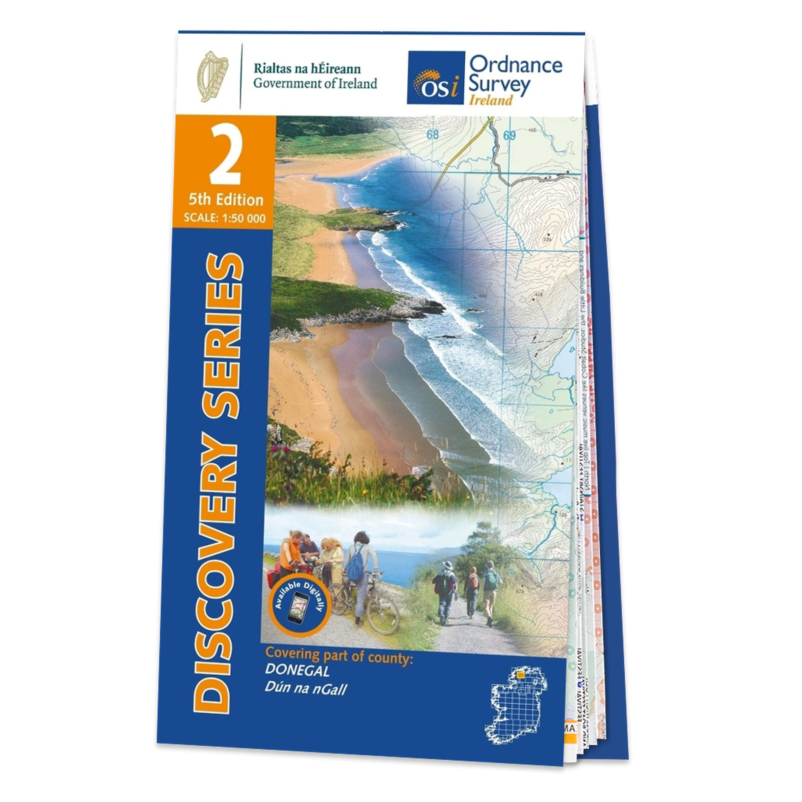 Donegal North-Central Map | Ordnance Survey Ireland | Downings | OSI Discovery Series 2 | Ireland | Walks | Hiking | Maps | Adventure (Ireland Discovery Series)