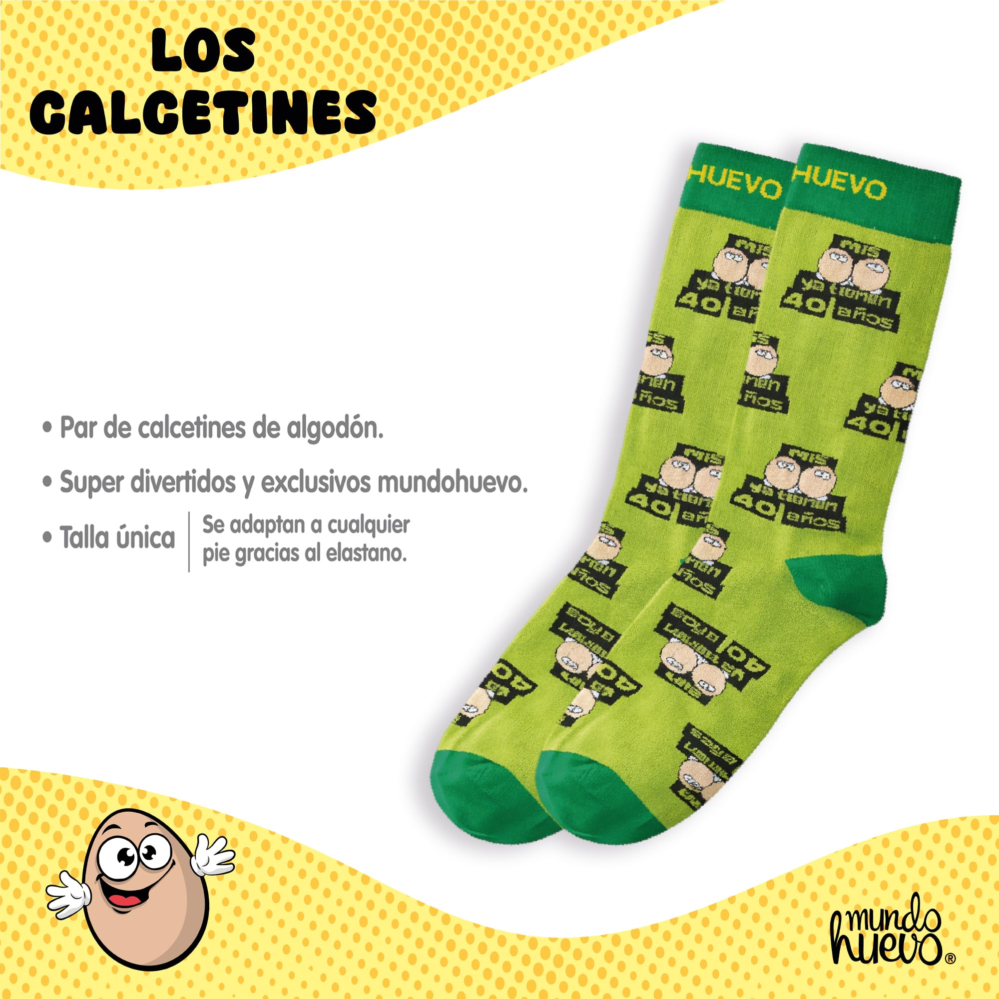 mundohuevo Super Regalo Personalizado para 40 cumpleaños Hombre | Taza de Cerámica + Calcetín 40 hombre + Caramelos |Mis huevos ya tienen 40 años | Detalle Original Día del Padre, amigos — view 4