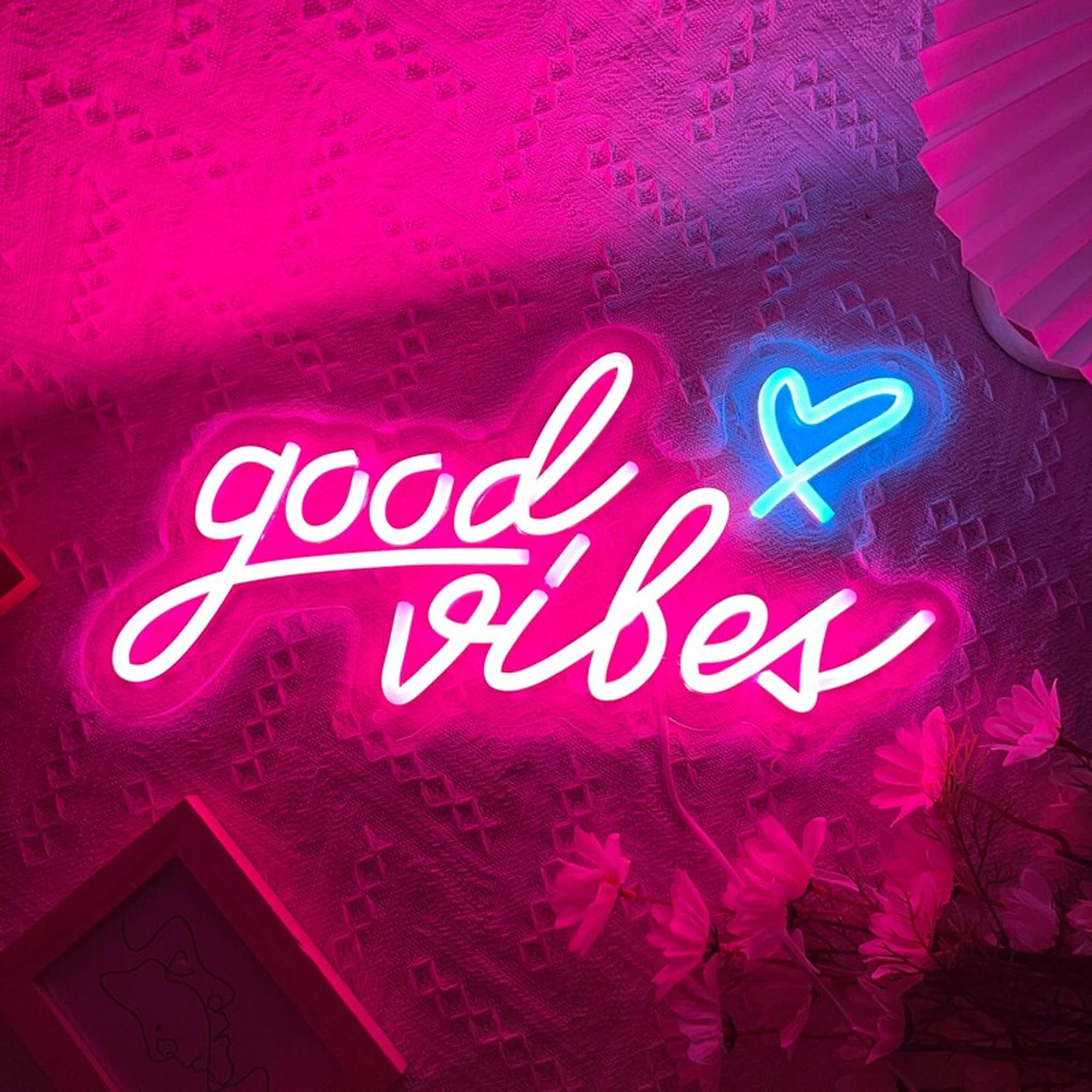 Good Vibes Neon Sign - USB Neon Lights For Wall Bedroom Kids Room Wedding Party Home Bar Decor Bedroom Neon Signs For Wall Decor, Gifts