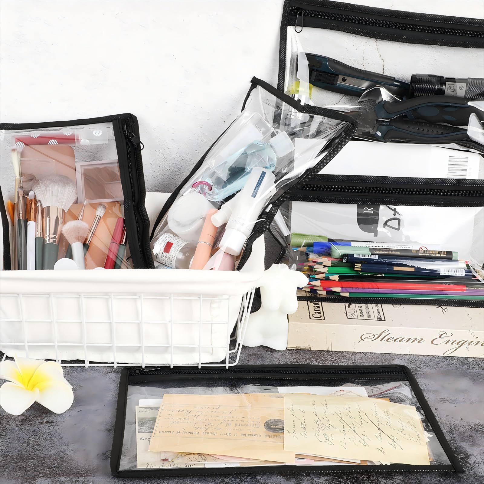 Ireer Paquete de 18 Bolsas Transparentes de PVC con Cremallera, 11.5 x 7 Pulgadas, Bolsas de Almacenamiento Multiusos para organizar cosméticos de Viaje, Documentos, Archivos, Suministros de Oficina