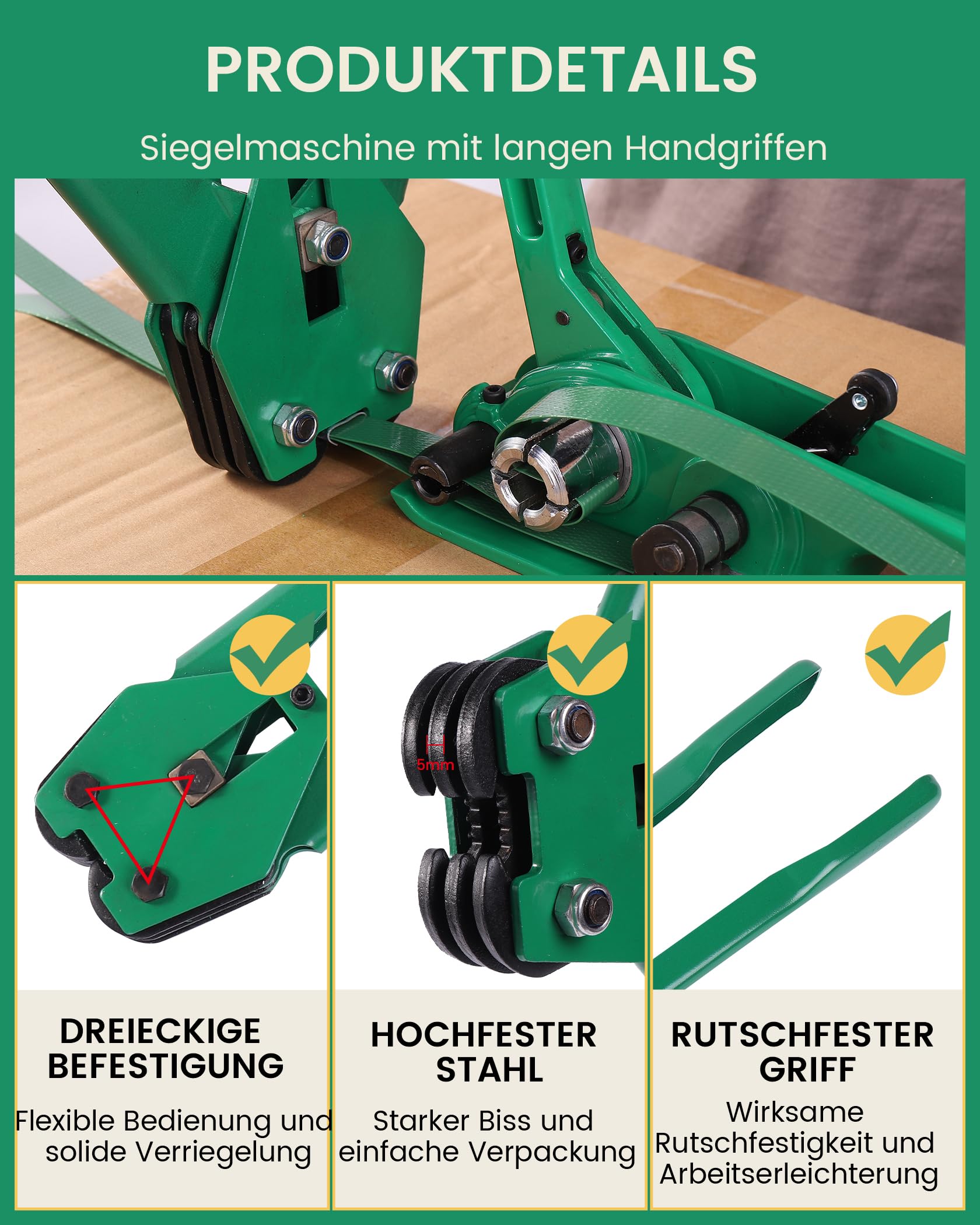 FoundGo Appareil de cerclage manuel [12-19 mm] Kit de cerclage avec 300 m de bande de cerclage PET de 680 kg de résistance à la traction pour emballage avec fermeture de tendeur 300 boucles