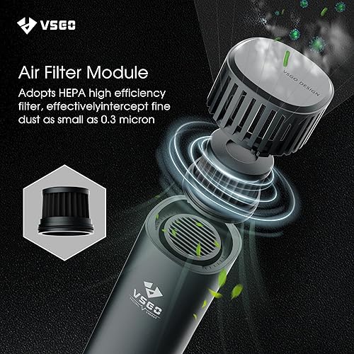 Miniatura 6 de VSGO Aspiradora de mano inalámbrica, plumero de airepolvo de sopladolinterna 4 en 1, 16000 pa de succión grande fácil de limpiar el interior del