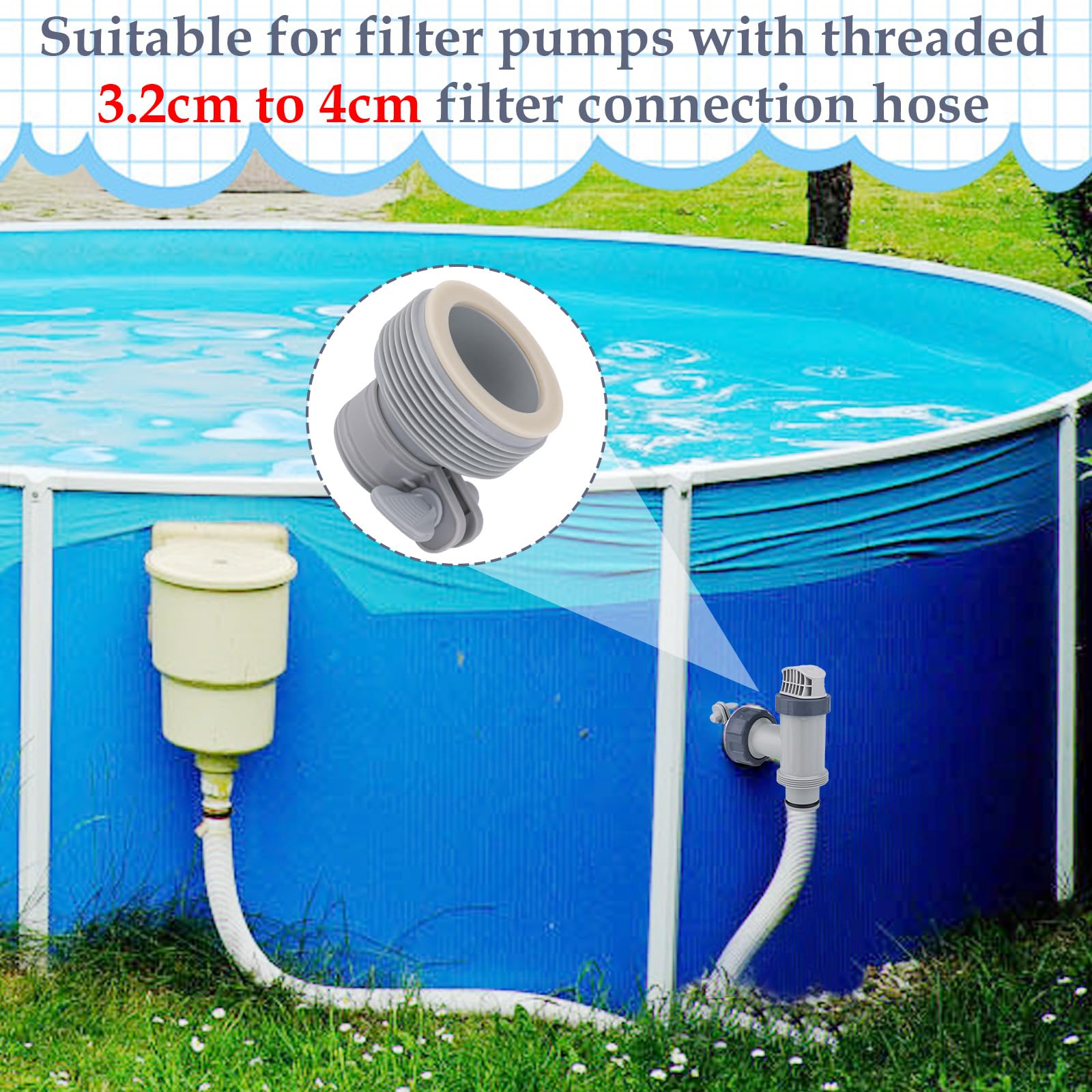 Zoegneer Valvola a stantuffo per piscina Adattatore per tubo flessibile
