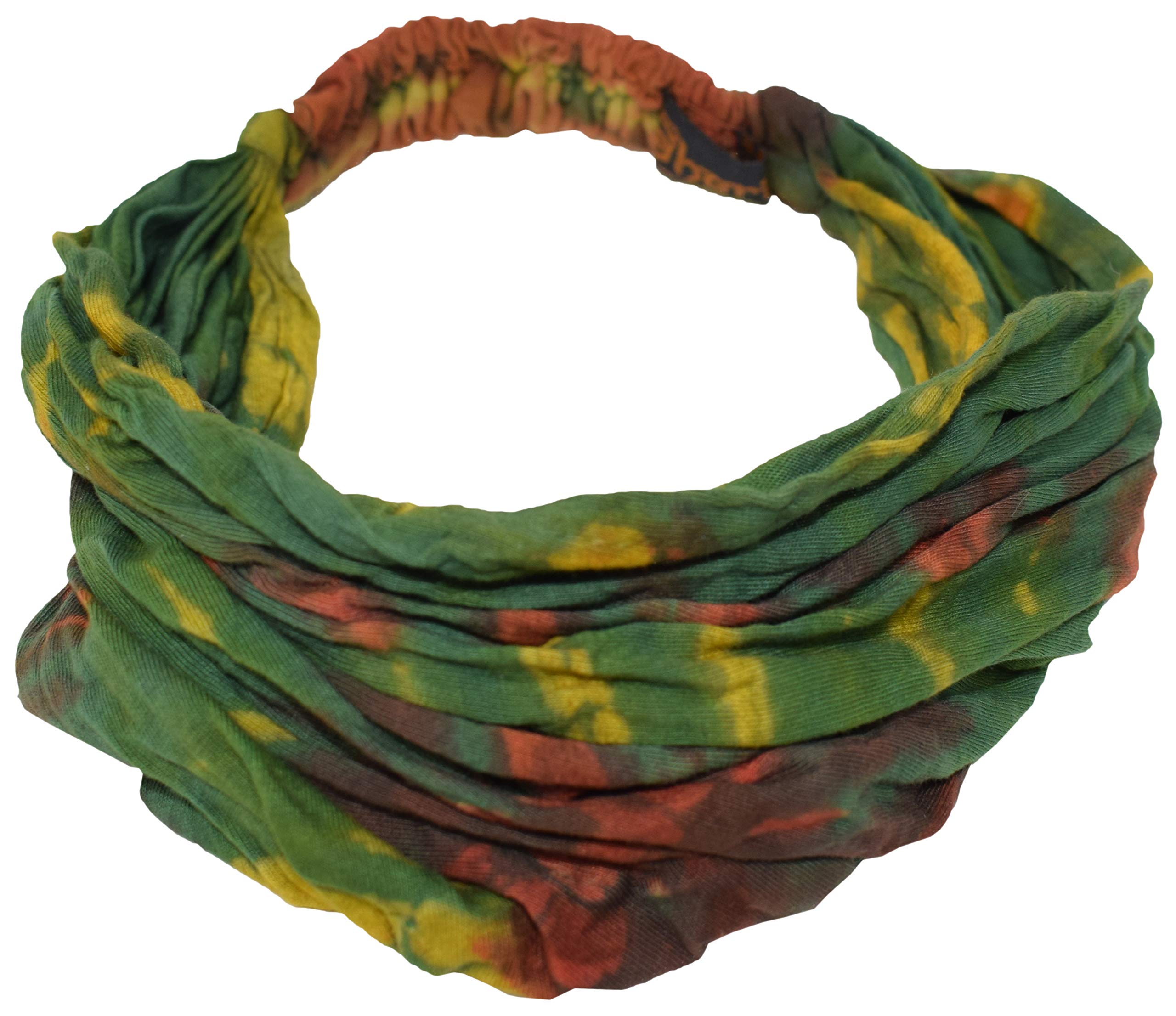 Gheri Women's Green Spiral Cotton Nepalese Tie Dye Hippie Colorful Headwrap Headband
